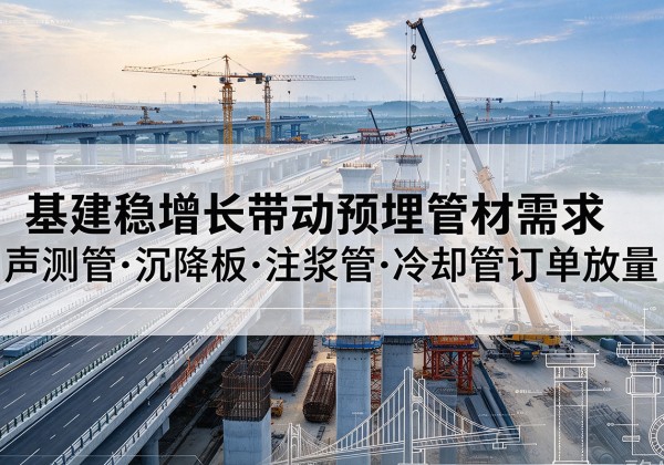西充基建稳增长带动预埋监测管材需求，声测管、沉降板、注浆管订单持续放量